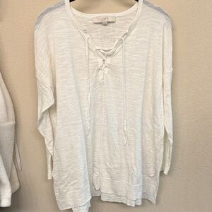 🎉🎉LOFT Women's White Lace-Up Top
